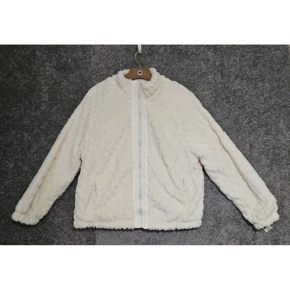 Women's cable sherpa jacket cream color Full Zip long sleeve 2 X NWT